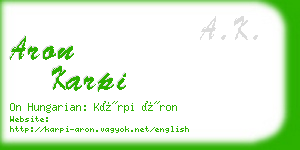 aron karpi business card